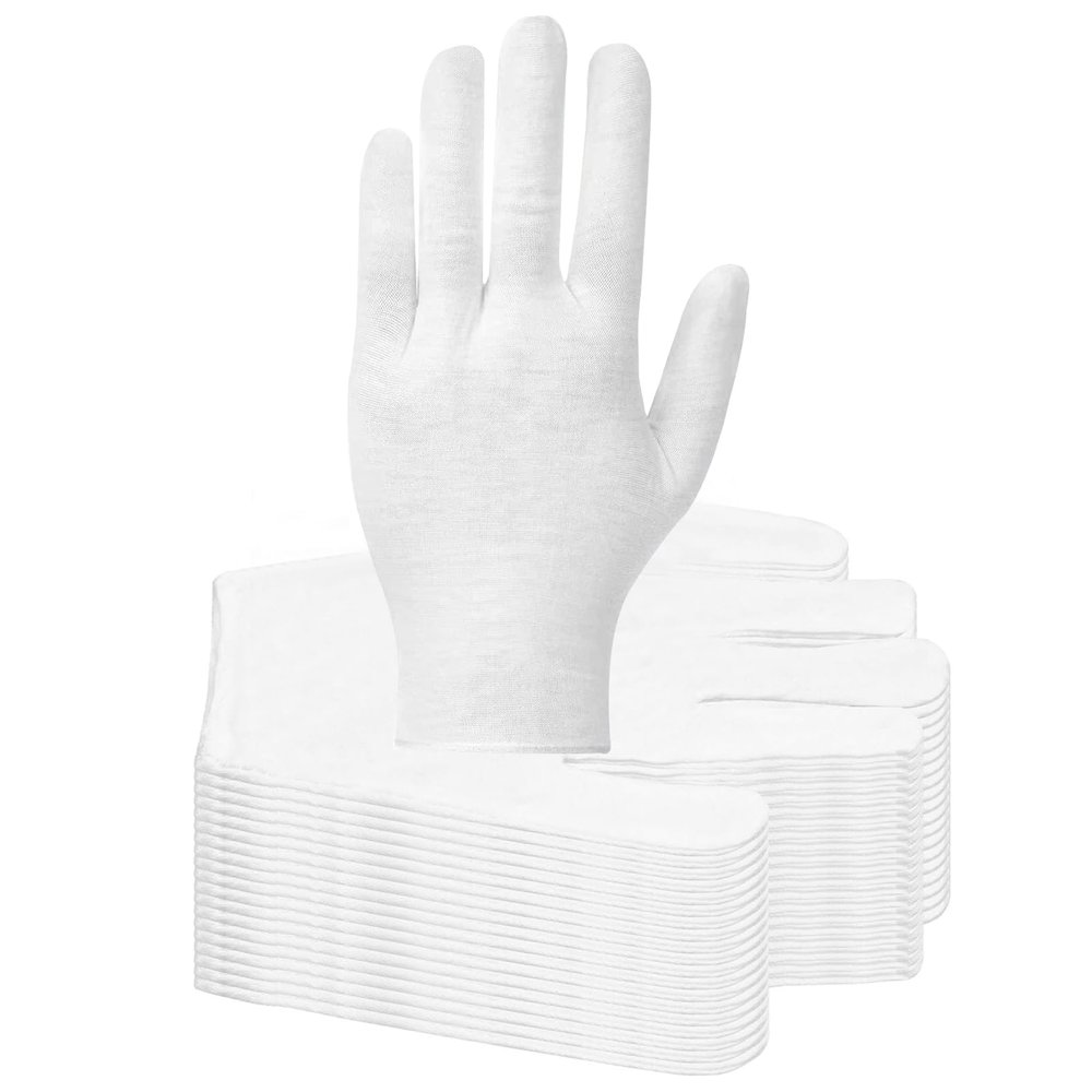 120 PCS White Cotton Gloves for Dry Hands White Cotton Gloves for Eczema Sleeping Cosmetic Moisturizing Eczema and Coin Jewelry Inspection Washable for Men and Women