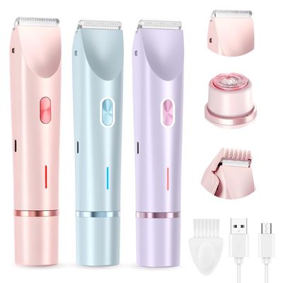 Kruggo Women's Shave Hair Remover, 2025 New 2-in-1Rechargeable, Eletctric, Waterproof&Easy Women's Body Shaver for Facial Face Lip Chin Underarm Legs (Mix-3Pcs)