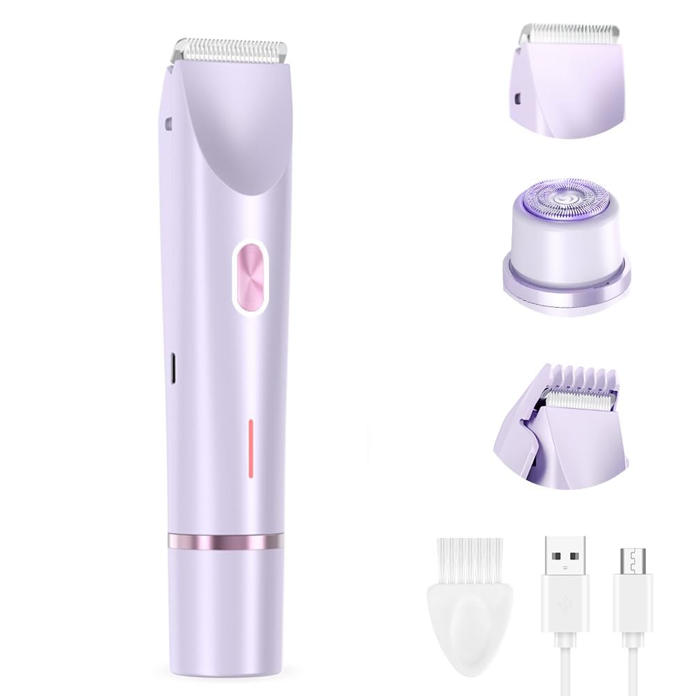 Women's Shave Hair Remover, 2026 New 2-in-1Rechargeable, Eletctric, Waterproof&Easy Women's Body Shaver for Facial Face Lip Chin Underarm Legs (Purple)