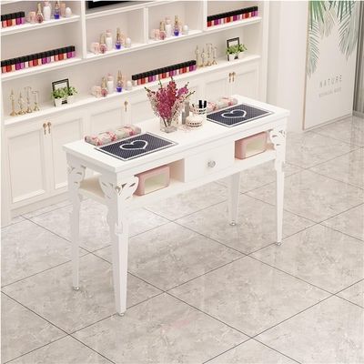 Modern Adjustable Nail Tech Desk, Nail Desk Makeup Table Manicure Table with Drawers, Nail Tech Workstation for Nail Salon, Beauty Salon(39.4''x15.7''x31.5'')