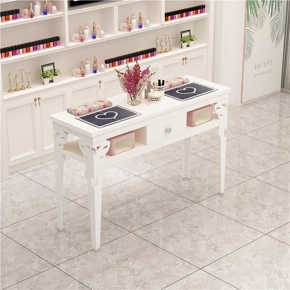 Modern Adjustable Nail Tech Desk, Nail Desk Makeup Table Manicure Table with Drawers, Nail Tech Workstation for Nail Salon, Beauty Salon(39.4''x15.7''x31.5'')