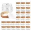 1oz Glass Jar with Lid, Hoa Kinh 25Pack Clear Round Containers Cosmetic with Inner Liners and Woodgrain Lids Travel Jars for Storing Lip and Body Scrub, Lotion, Body Butter, Bath Salts, Liquid view 1