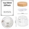 1oz Glass Jar with Lid, Hoa Kinh 25Pack Clear Round Containers Cosmetic with Inner Liners and Woodgrain Lids Travel Jars for Storing Lip and Body Scrub, Lotion, Body Butter, Bath Salts, Liquid view 3