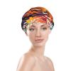 Basketball Colorful Sketch Enjoyment Shower Cap For Women Reusable Double Layers Bathing Bath Cap Hair Caps Waterproof Elastic Band Ladies Spa Salon Shower Hat Hair Caps view 3