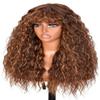#30 Ombre Honey Blonde Curly Bangs 13X6 HD Lace Front Human Hair Wigs with Bangs Colored Deep Wave Virgin Soft Hair Glueless Lace Wig Preplucked for Black Women 150 Density 16inch view 3