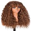 #30 Ombre Honey Blonde Curly Bangs 13X6 HD Lace Front Human Hair Wigs with Bangs Colored Deep Wave Virgin Soft Hair Glueless Lace Wig Preplucked for Black Women 150 Density 16inch view 4