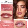 evpct Pine Red Metallic Glitter Lip Liner and Lipstick Combo Lip Gloss Stain Set Makeup for Women Long Lasting Waterproof 24, Warm Pink Metallic Shimmer Frosted Iridescent Shiny Liquid Lipstick 09 view 4