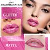 evpct Hot Pink Metallic Glitter Lip Liner and Lipstick Combo Lip Gloss Stain Set Makeup for Women Long Lasting Waterproof 24, Rose Pink Frosted Metallic Shimmer Glossy iridescent Liquid Lipstick 07 view 4