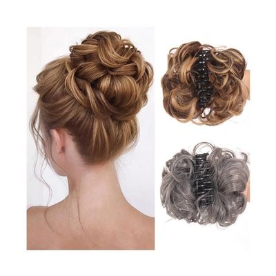 Bun, Heat Resistant Black Synthetic Claw Clips for Messy Bun & Curly Hair for Women(Red)