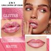 evpct Warm Pink Metallic Glitter Lip Liner and Lipstick Combo Lip Gloss Stain Set Makeup for Women Long Lasting Waterproof 24, Baby Pink Metallic Shimmer Frosted Iridescent Glossy Liquid Lipstick 12 view 4