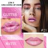 evpct Pink Metallic Glitter Lip Liner and Lipstick Combo Lip Gloss Stain Set Makeup for Women Long Lasting Waterproof 24, Rose Pink Metallic Shimmer Frosted Iridescent Glossy Liquid Lipstick 21 view 4