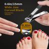 EBEWANLI Large Nail Clippers, 15mm Ultra Wide Toenail Clippers, Stainless Steel Fingernail Clipper Built in Nail File, Curved Blade Toe Nail Cutter Trimmer for Men or Women view 3