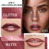 evpct Dark Wine Red Metallic Glitter Lip Liner and Lipstick Combo Lip Gloss Stain Set Makeup for Women Long Lasting Waterproof 24, Mauve Plum Frosted Metallic Shimmer Glossy iridescent Liquid Lipstick view 4