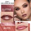 evpct Dark Bronze Metallic Shimmer Lip Liner and Lipstick Combo Lip Gloss Stains Set Makeup for Women Long Lasting Waterproof 24, Iced Mocha Frosted Metallic Glitter Glossy iridescent Liquid Lipstick view 4