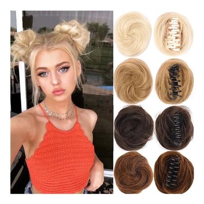 hair bun, Wig Women's Fluffy Donut Head Pod Invisible Short Grab Clip Hair Bun Hair Bags(Dark grey)
