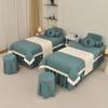 Beauty Salon Bedding Set Thick Bed Linens Sheets,Massage Table Skirt Spa Bed Cover with Face Rest Hole for Fumigation Massage SPA Beauty Dark Green Square Bedside 185 * 70cm (72.8 * 31.5in view 1