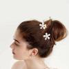 20PCS Pearl Flower Hair Claw Clips, Mini Pearl Floral Hair Clips, Gloden Metal Hair Clips, Sweet Daisy Artificial Bangs Clips, French Decorative Hair Barrettes Accessories for Women Bride view 3