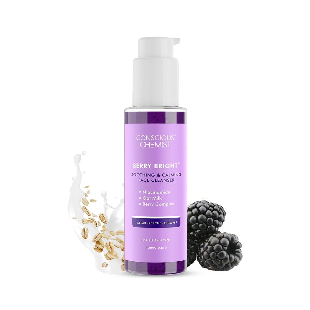 Conscious Chemist Niacinamide Face Wash | Pore Refining Brightening Cleanser for Women & Men - Berry Bright