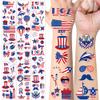 106 PCS 4th of July Tattoos, Fourth of July Tattoos for Kids, Patriotic Temporary Stickers, American Flag Red White Blue Decor for Independence Day Accessories Decoration Supplies Favors view 1