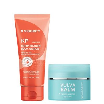 VIGORITY Smooth & Soothe Duo  KP Body Scrub + Vulva Moisturizing Balm for Women