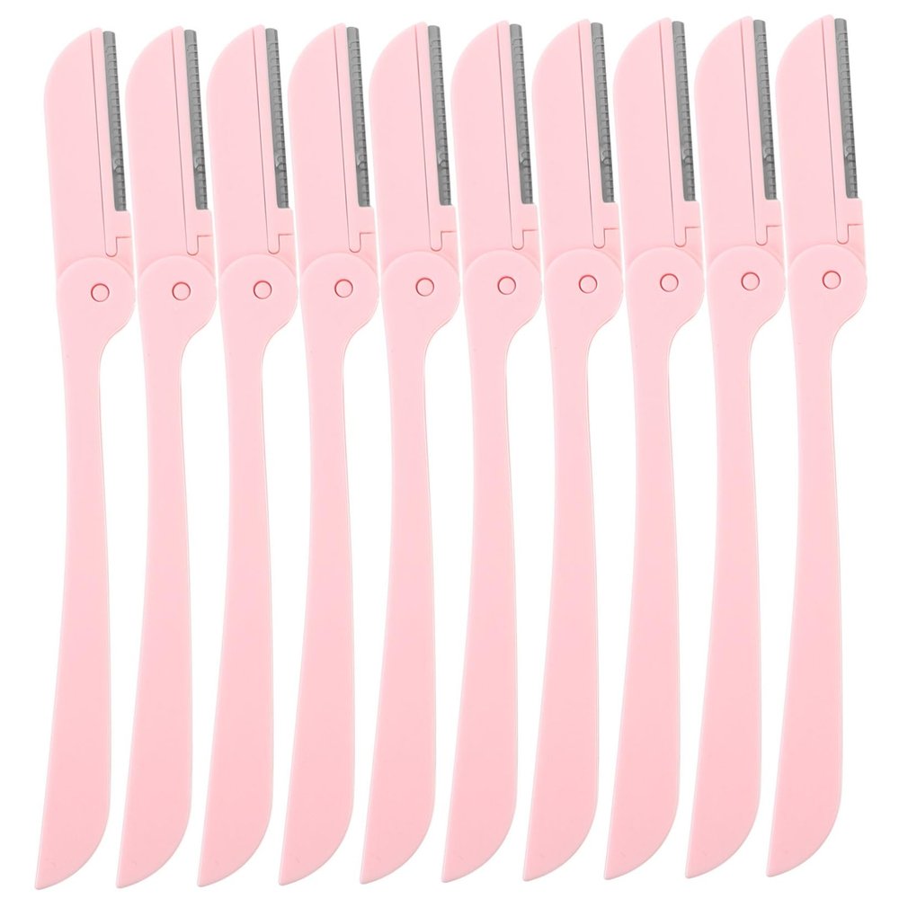Baluue 10pcs Portable Eyebrow Razor Blades Facial Razor for Women Shaving for Women Eyebrow Scissors Foldable Trimmer