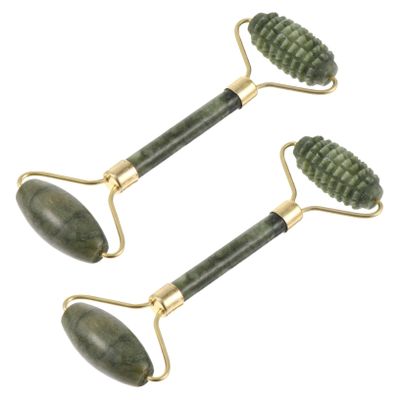 HAKIDZEL 2pcs Jade Roller Gua Stone for Facial Massage and Neck Relaxation for Beauty Salon Use Enhance and Reduce Wrinkles