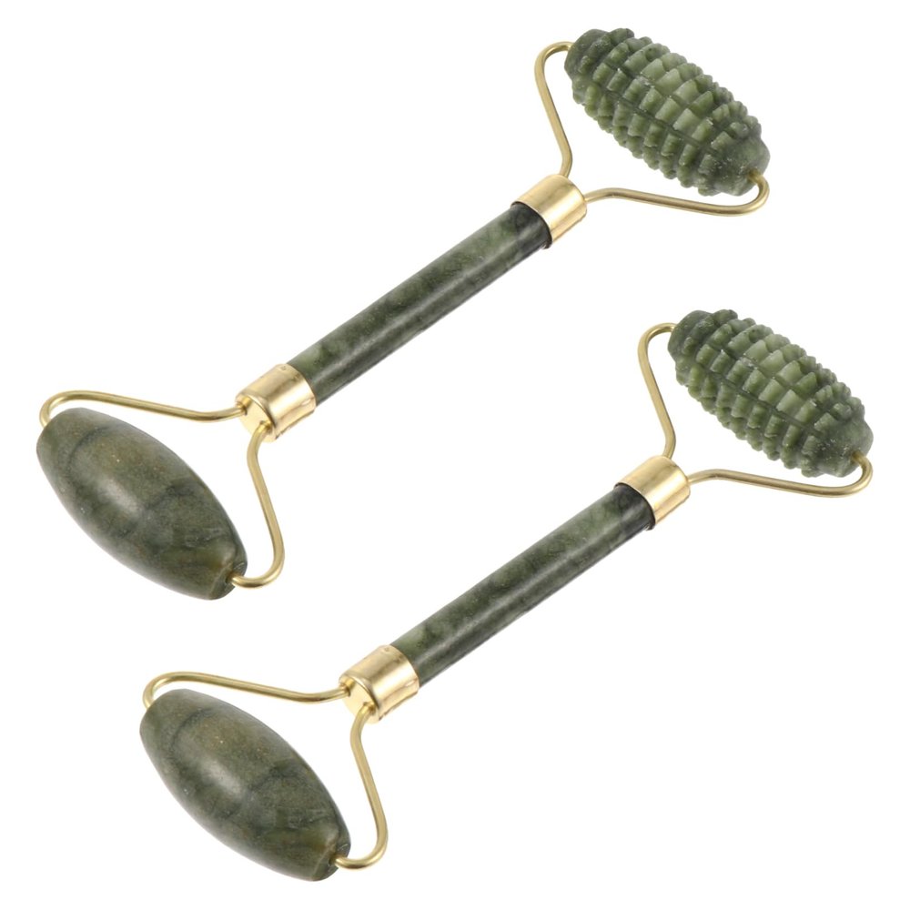HAKIDZEL 2pcs Jade Roller Gua Stone for Facial Massage and Neck Relaxation for Beauty Salon Use Enhance and Reduce Wrinkles