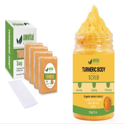 AMVital Turmeric Glow Duo  Soap & Body Scrub for Radiant Skin