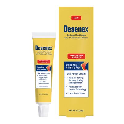 Desenex Anti-Fungal Foot Cream Cures Most Athletes Foot, Prescription-Strength 2% Miconazole Nitrate, Helps Relieve Itching, Burning & Scaling, All-Day Odor Control for Fresh Feet, Fresh Scent, 1oz