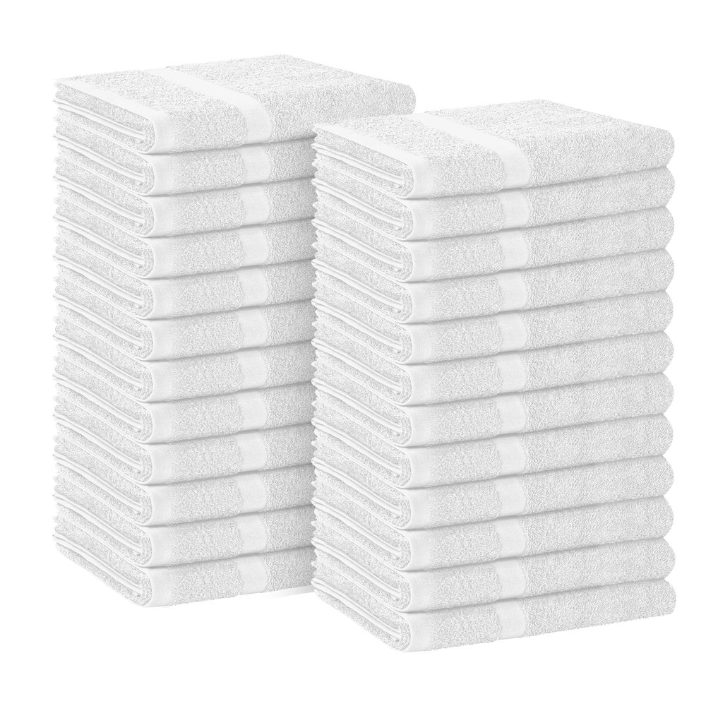 Avalon Towels Salon Towel - White Hand Towels Bulk Pack of 24-100% Cotton Absorbent Spa, Facial & Gym Towel for Working Out - 16x27 Inches (Not Bleach Proof)