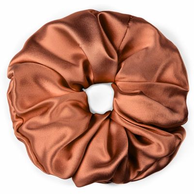 100% Pure Mulberry Silk Scrunchies  Handmade in USA  19 Momme 6A Grade Silk Hair Tie for Women & Girls  Gentle Elastic Ponytail Holder  No-Crease, Prevents Breakage & Frizz  Jumbo (Paprika)