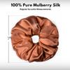 100% Pure Mulberry Silk Scrunchies  Handmade in USA  19 Momme 6A Grade Silk Hair Tie for Women & Girls  Gentle Elastic Ponytail Holder  No-Crease, Prevents Breakage & Frizz  Jumbo (Paprika) view 3