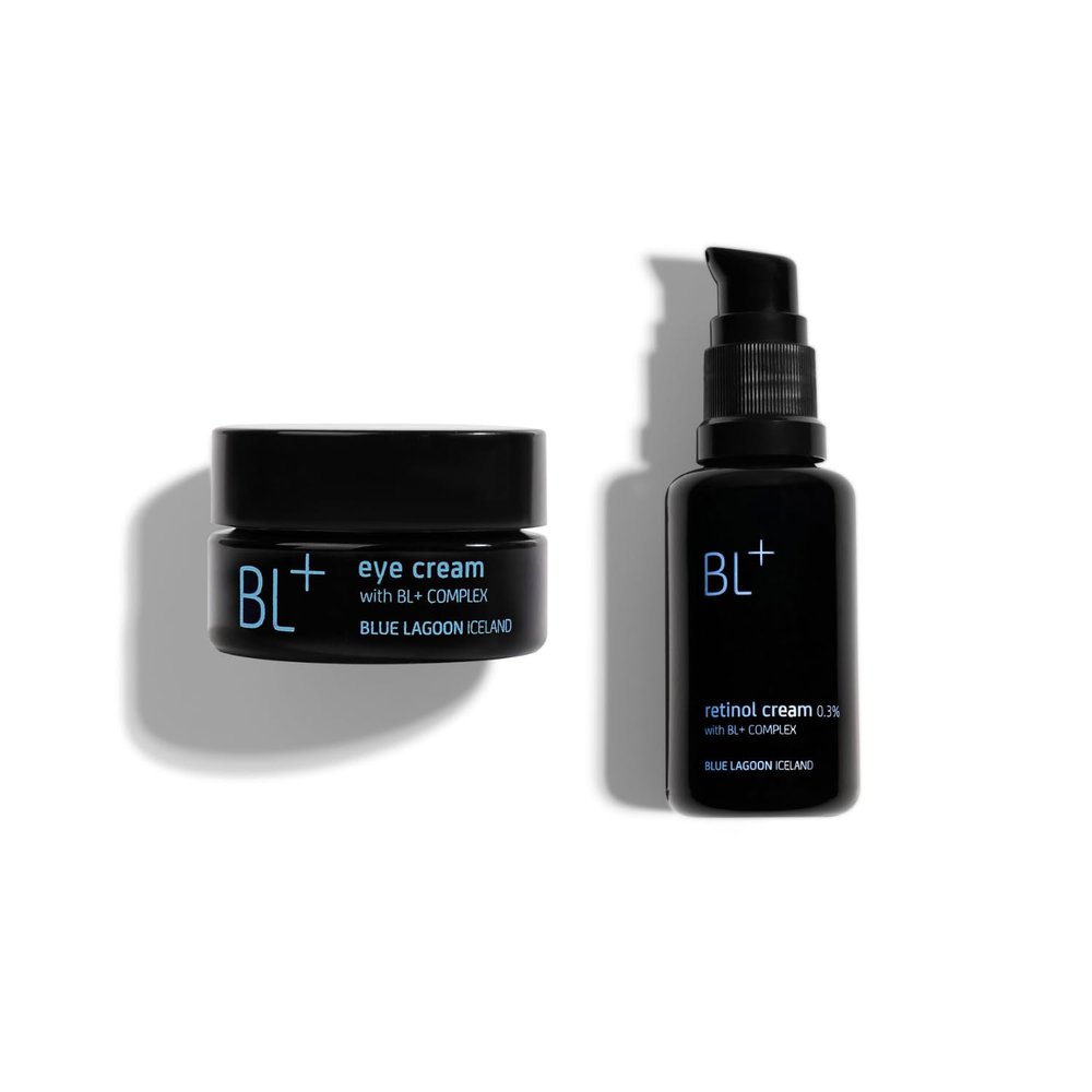 Blue Lagoon Skincare Luxury Facial Bundle - Natural BL + Eye Cream - Retinol Cream 0.3% - Facial Moisturizers - 15ml & 30ml