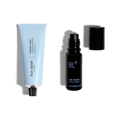 Blue Lagoon Skincare Facial Bundle - BL + The Eye Serum for Dark Circles - Hydrating Overnight Mineral Face Mask - Icelandic Skincare - 10ml & 75ml