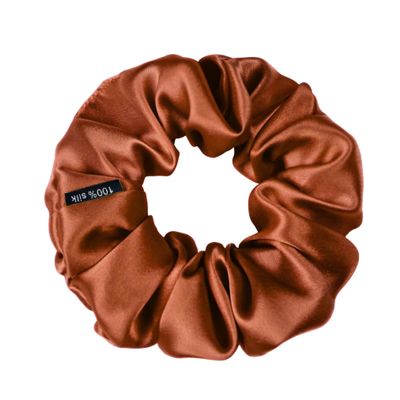100% Pure Mulberry Silk Scrunchies  Handmade in USA  19 Momme 6A Grade Silk Hair Tie for Women & Girls  Gentle Elastic Ponytail Holder  No-Crease, Prevents Breakage & Frizz  Skinny (Paprika)