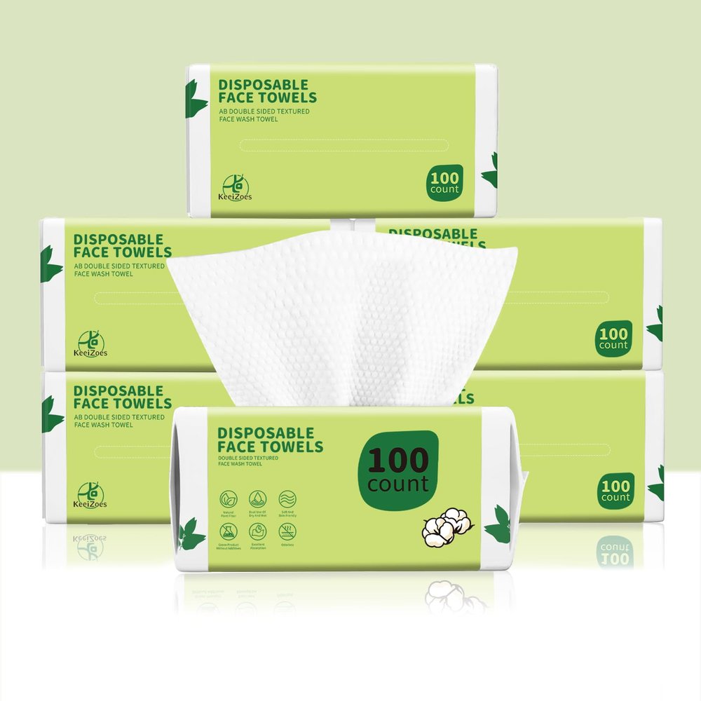 Disposable Face Towels 600 Count, Biodegradable Ultra Soft & Thick Facial Towels for Sensitive Skin, Lint-Free Makeup Remover Dry Wipes, Multi-Purpose Cleansing Towelettes for Face Wipes, Skincare