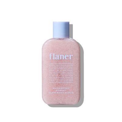 FLANER Snowberry Sorbet Glow Body Scrub  Gentle Exfoliating Scrub, Brightening & Hydrating Formula with 9,800ppm of White Strawberry Water and Niacinamide, Korean Body Wash for Silky Soft Skin