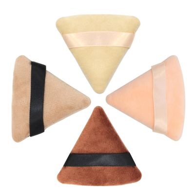 VICASKY 4pcs Triangle Cotton Powder Puff for Face Makeup Soft Fluffy Cosmetic Tool for Liquid Dry Products for Foundation Concealer Blusher