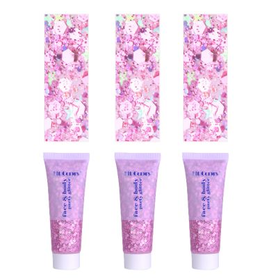 Face Body Glitter, Hair Glitter Sparkles Chunky Face Glitter Gel for Girls Makeup Singer Concerts Mermaid Festival Sequins Face Paint (3pc Pink)