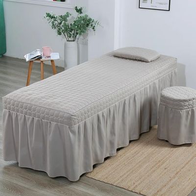 Gray,180x60cm(S),LDLCYCN Massage Table Bed Skirt with Hole Spa Bed Cover Full Wrap Beauty Salon Massage Table Bed Sheet Skirt Protective Massage Table Skirt Square Round Head Washable