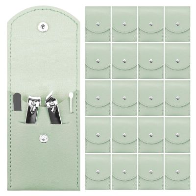 20 Sets Manicure Set Bulk, Nail Clippers Kit Stainless Steel Fingernail Clippers Set, Sturdy Nail Tip Cutter Trimmers Professional Grooming Toenail Clippers Personal Pedicure Kits Gift (Green 4 in 1)