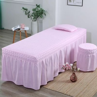 Pink/a,190x80cm(S),LDLCYCN Massage Table Bed Skirt with Hole Spa Bed Cover Full Wrap Beauty Salon Massage Table Bed Sheet Skirt Protective Massage Table Skirt Square Round Head Washable