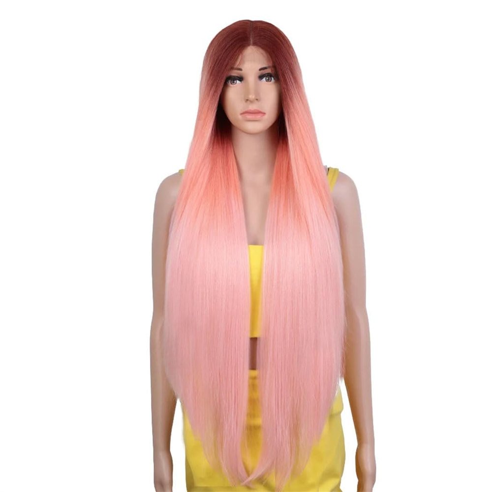 Women's Long Straight Synthetic Lace Front Wig 36 Inch Glueless Middle Part Natural Wigs Party Cosplay Wig