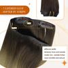 Full Shine Human Hair Clip in Extensions 16 Inch Ombre Dark Brown to Ash Blonde and Platinum Blonde Real Human Hair Clip ins Extension Thick End 8 PCS 120 Grams view 4