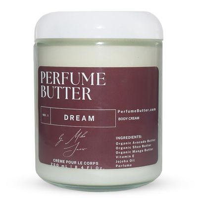 8.4 Fl. oz Perfume Butter  DREAM | Hydrating & Lasting Scented Body Butter with Green Apple, Rose, Ylang-Ylang & Sandalwood | Unisex & Handcrafted for Honey Skin  Amber Glass Jar