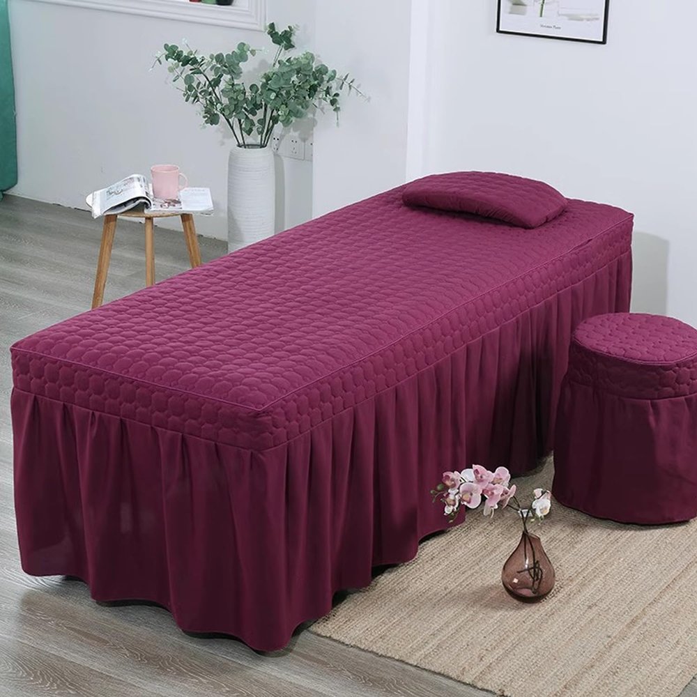 Purple/b,190x70cm(R),LDLCYCN Massage Table Bed Skirt with Hole Spa Bed Cover Full Wrap Beauty Salon Massage Table Bed Sheet Skirt Protective Massage Table Skirt Square Round Head Washable