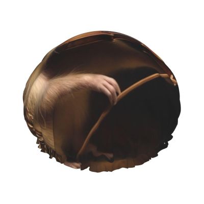 Animal Hedgehog Music Violin Shower Cap For Women Reusable Double Layers Bathing Bath Cap Hair Caps Waterproof Elastic Band Ladies Spa Salon Shower Hat Hair Caps