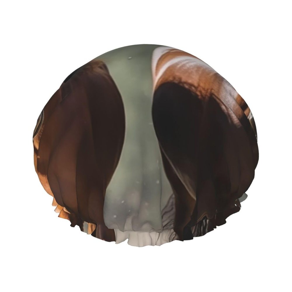 Animales Horses Shower Cap For Women Reusable Double Layers Bathing Bath Cap Hair Caps Waterproof Elastic Band Ladies Spa Salon Shower Hat Hair Caps