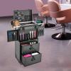 4-Layer Rolling Makeup Train Case - 33lbs Capacity Cosmetology Case on Wheels with Dual Password Locks, Professional Makeup Organizer view 2