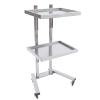Hair Salon Storage Tool Cart, 2-Trays S-alon C-Art with 4 Wheels, 15.75x11.8x33.86in Hair Salon Beauty Storage Trolley Cart, 11.02lbs Total Load-Bearing Capacity, H-Shaped Base, Raised Edge, Silver view 1